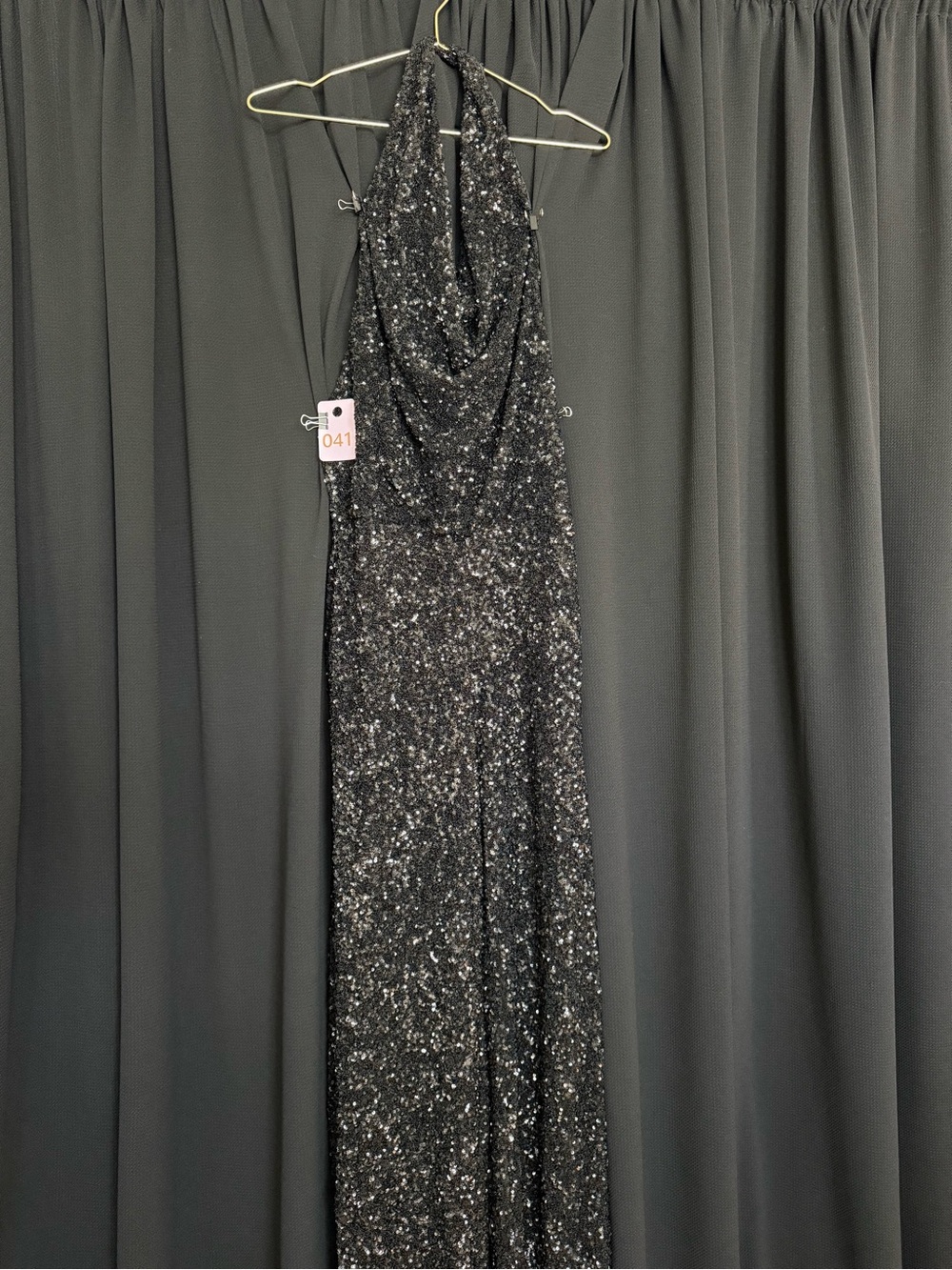 Black Sequin Halter Jumpsuit